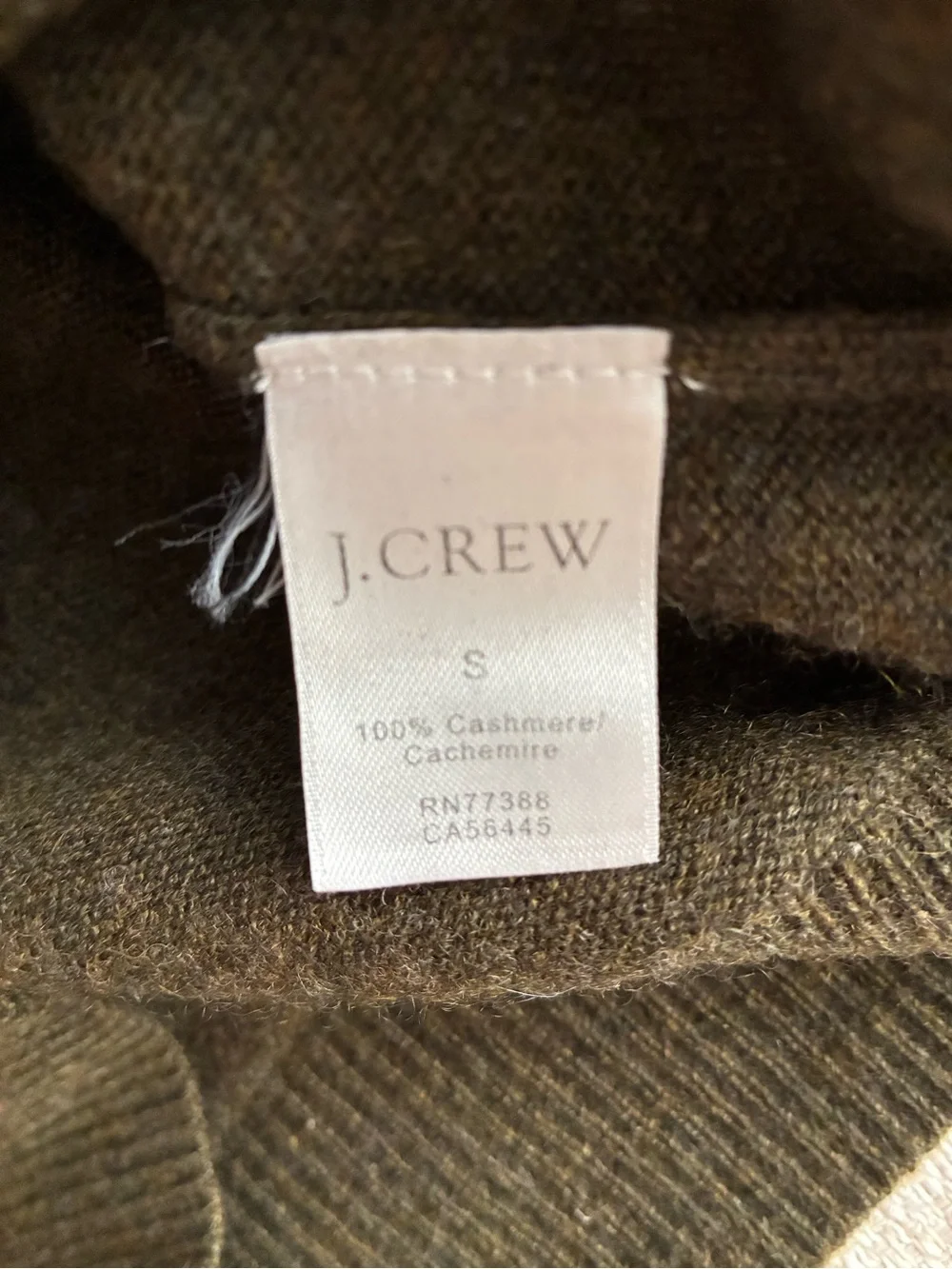 J. Crew Sweater Men's Small Italian Cashmere V-Neck in Olive Green 100% Cashmere